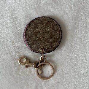 Gold/Khaki Pink Coach Mirror Bag Charm in Signature Canvas